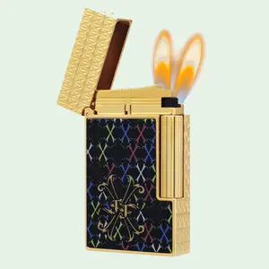[Double Flame] DPT Opus X Fuente multicolor monogram Glossy lacquered lighter 140g Luxury Gift Brithday