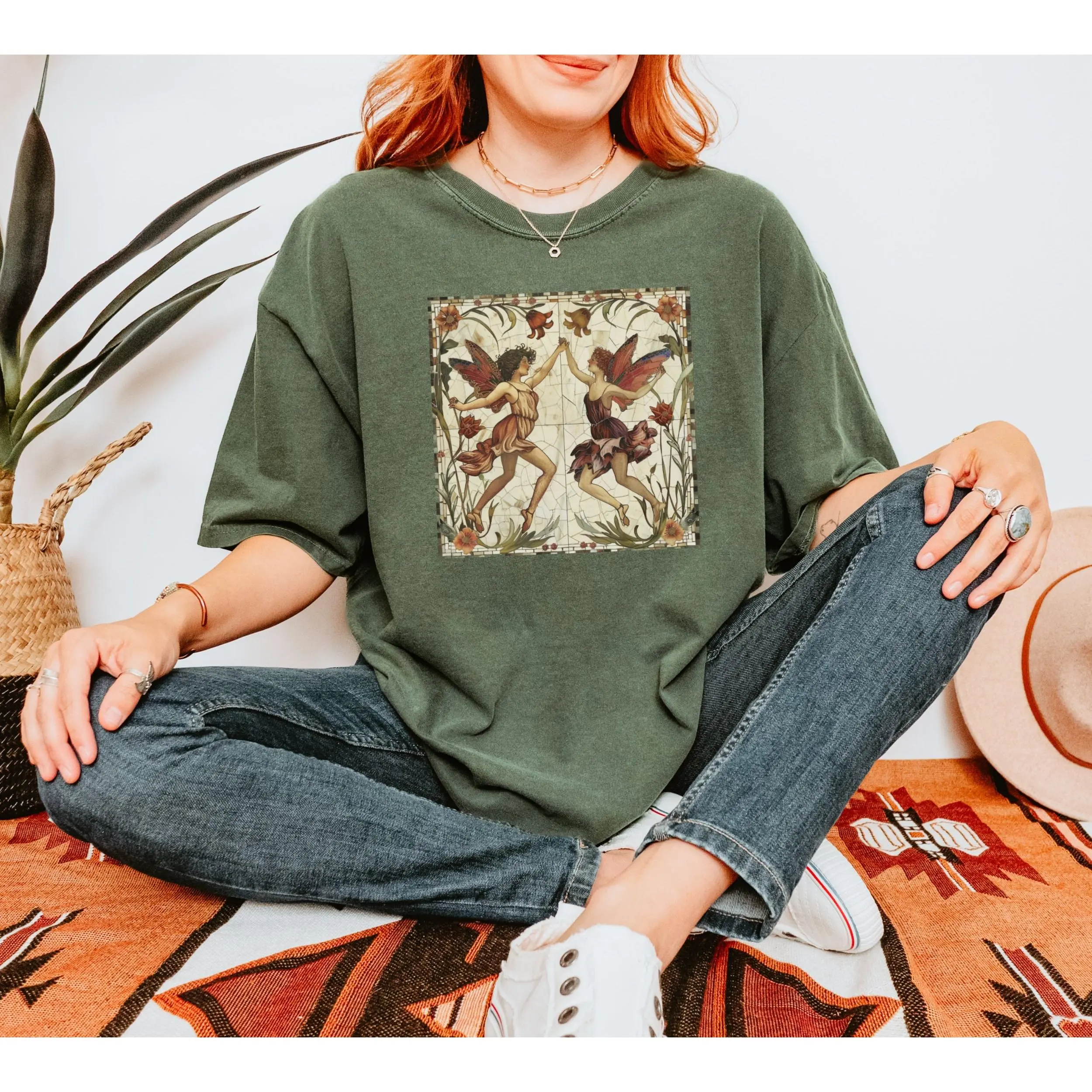 Comfort colors Mosaic Fairy Shirt Fairycore Graphic T-shirt Whimsigoth Clothing Faerie Tee Goblincore Light Academia Cottagecore Clothes Fairy Grunge