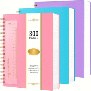 3 Pack B5 Spiral Journal Notebook, Hardcover Notepad For Women School Work Travel, Notebooks College Ruled With 300 Pages, PVC Cover Notepad With 100GSM Thick Paper, 7.5 X 10.1in