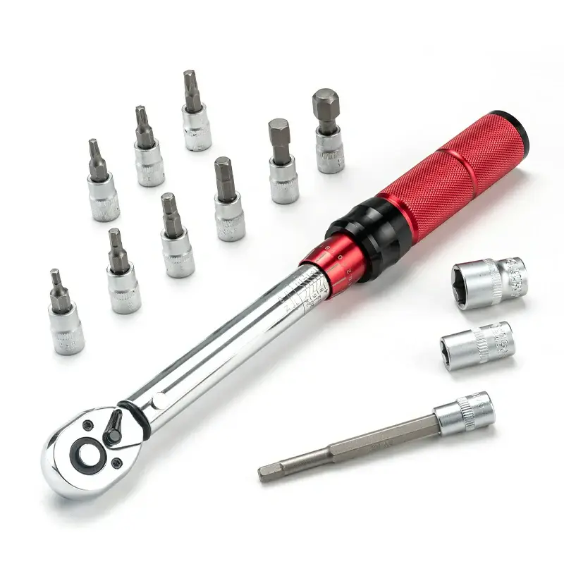 ROCKBROS 1/4" Drive Micrometer Torque Wrench Set - Professional Ratchet Tool for Cycling Bolting, 2-24 Nm Range, ±3% Accuracy, Laser-Etched Scale, 5° Adjustment, Click-Tone Alert, Non-Slip Handle