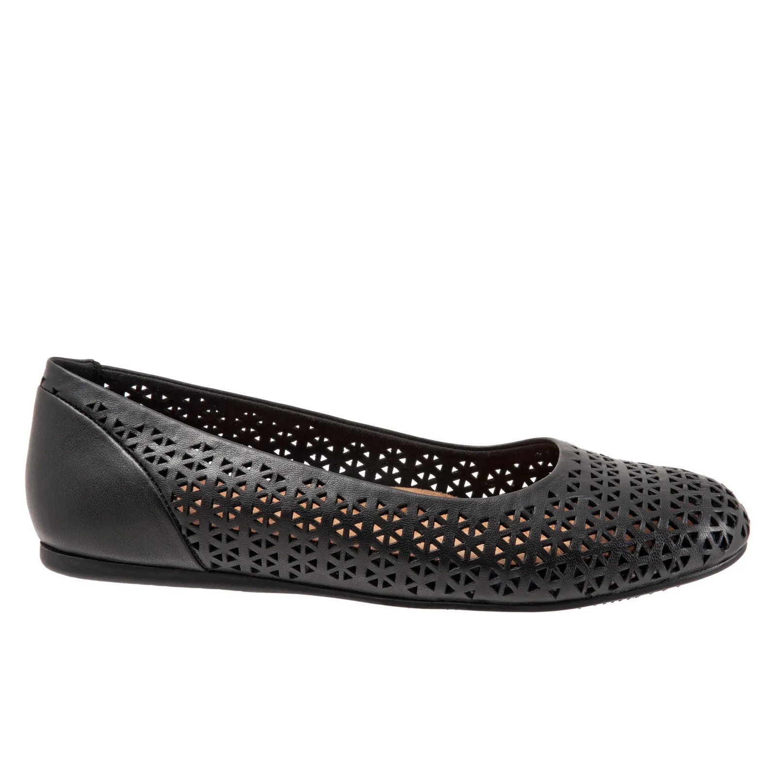 Softwalk Sonoma S1862-012 Womens Black Wide Leather Ballet Flats Shoes
