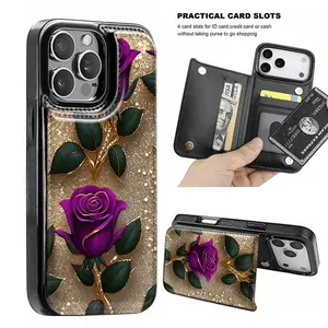 Phone case: Gold plated rose style/wallet style card holder phone case, also includes a credit card slot, stylish and trendy with a coin pocket. Suitable for iPhone 17/16/15/14/13/12/Pro/ProMax/Plus/Air/series, birthday gifts, holiday gifts.