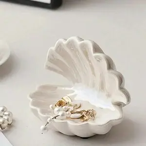 Shell Shaped Jewelry Tray, Artistic Decor Style, Multi-Function Half-Round Key and Jewelry Organizer, Perfect Gift for Home and Weddings, Decorative, Jewelry Storage Box