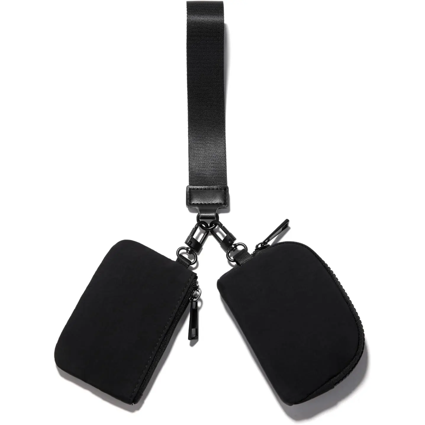 Mini Zip Around  Wristlet Wallets Small Portable Dual Pounch Wristlet Detachable  Purse Pocket Gifts for Women Travel  Outdoors (Black+ Black)