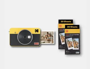 KODAK Mini Shot 2 Retro 4PASS 2-in-1 Instant Digital Camera and Photo Printer (2.1x3.4 inches) Initial 8 Sheets + 60 Sheets Bundle
