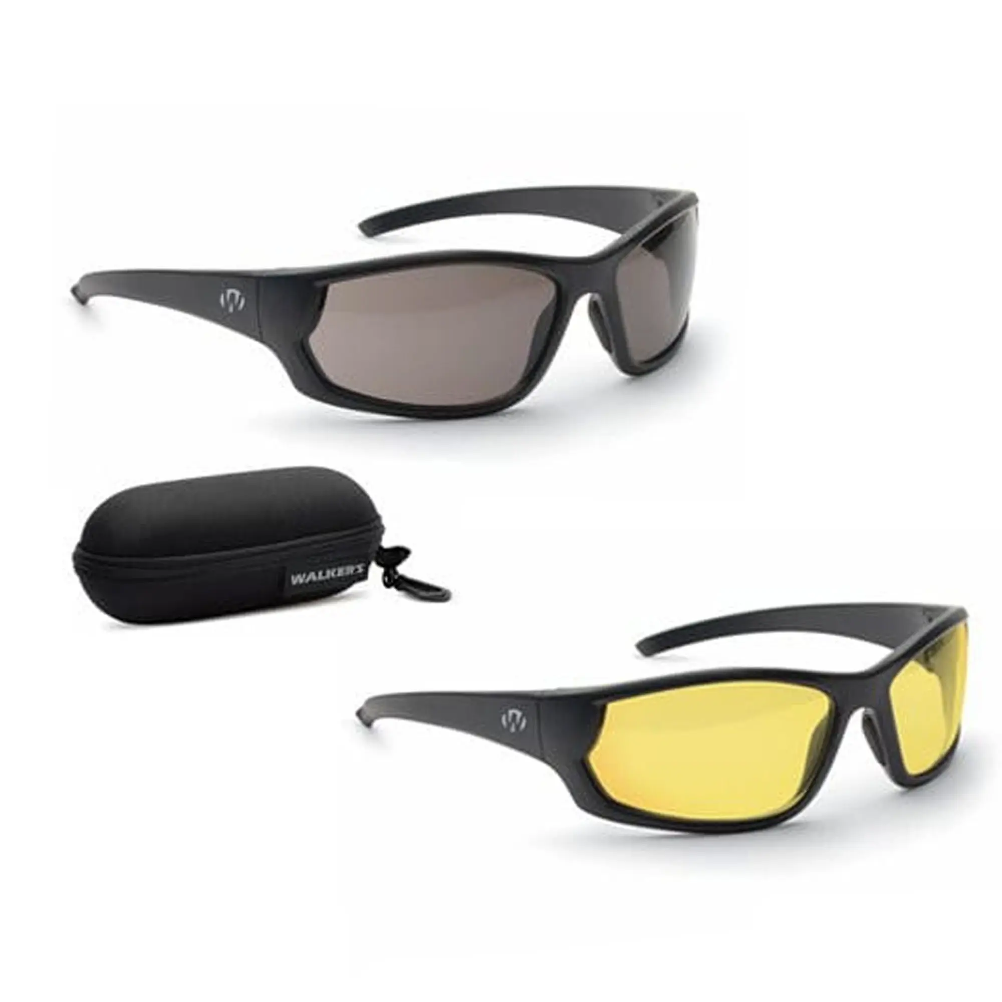 Walker's Carbine Full Frame Shooting Glasses for Adults, Amber Lenses with Rubber-EVA Case, Eye Protection, Impact Resistant, Low Light, ANSI Certified, Clear/Gray Lenses for Hunting