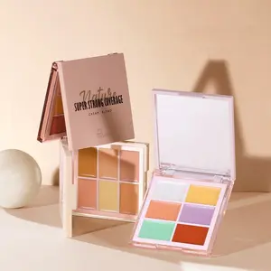 6 Color Concealer Palette, 1 Box Long Lasting Concealer Cream, Highlighter Contouring Cream, Makeup Palette for Women & Girls