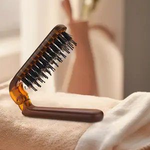Travel Folding Hair Brush – Collapsible Boar Bristle Detangler Comb, Portable Pocket Hair Brush for Men, Women, Kids, Thin, Thick, Curly, Straight, Wet or Dry, Restores Shine & Smoothness