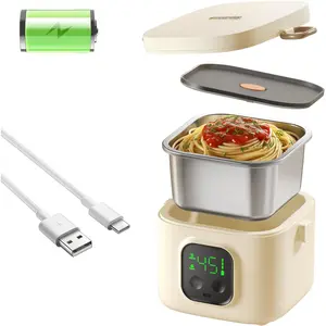 Portable Adult Electric Lunch Warmer  By 14000mAh  Self-Heating  Warmer Type-C Rechargeable Port 0.8L Portable Self-Heating  Warmer Ideal for Office Camping Outdoor
