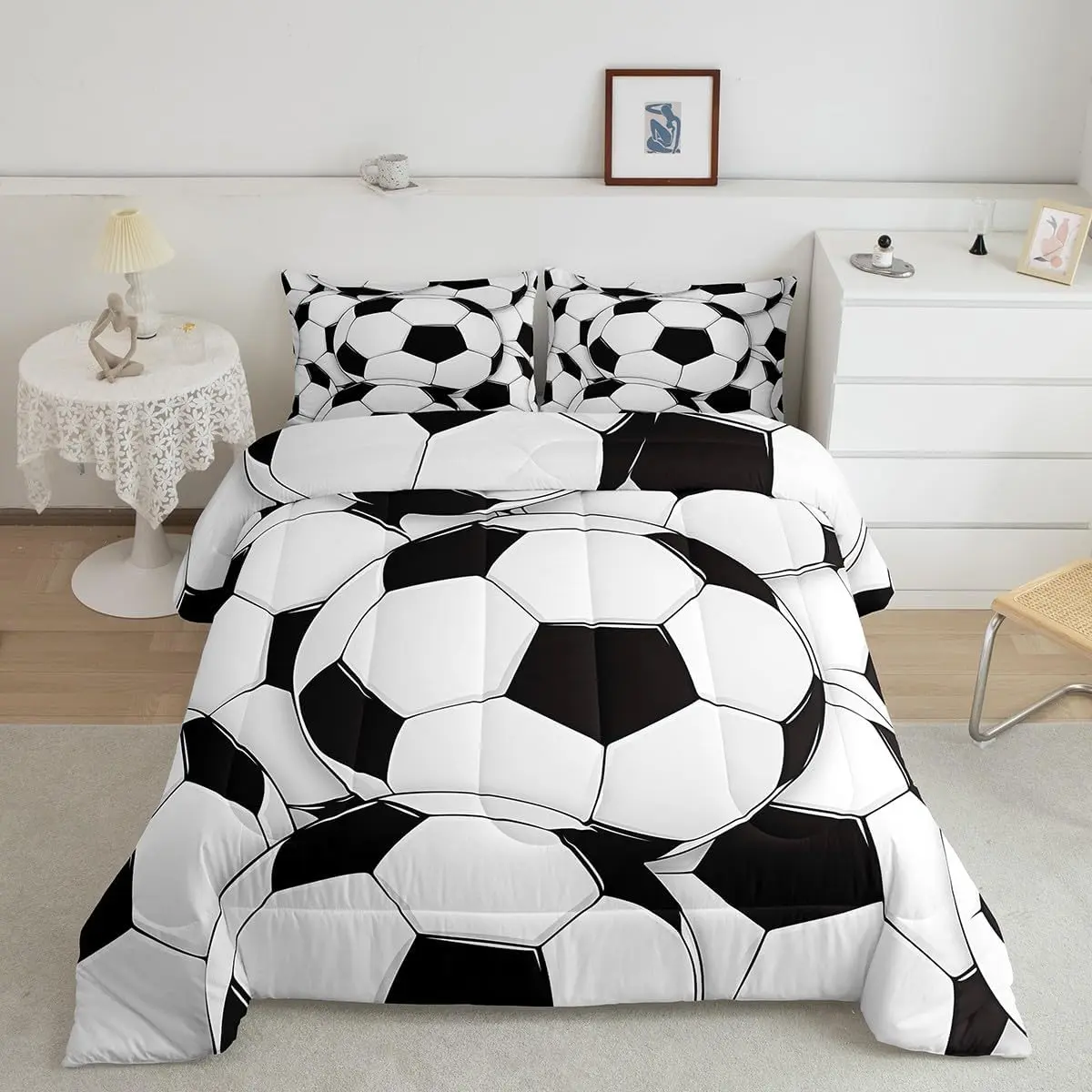 Football Theme Bed Comforter Set - Digital Print, Breathable Microfiber Fabric, Designer Style, Super Soft, Multi-Size Options (Including Twin), Machine Washable, Pillow-Included Bedding Set, Football Theme Duvets