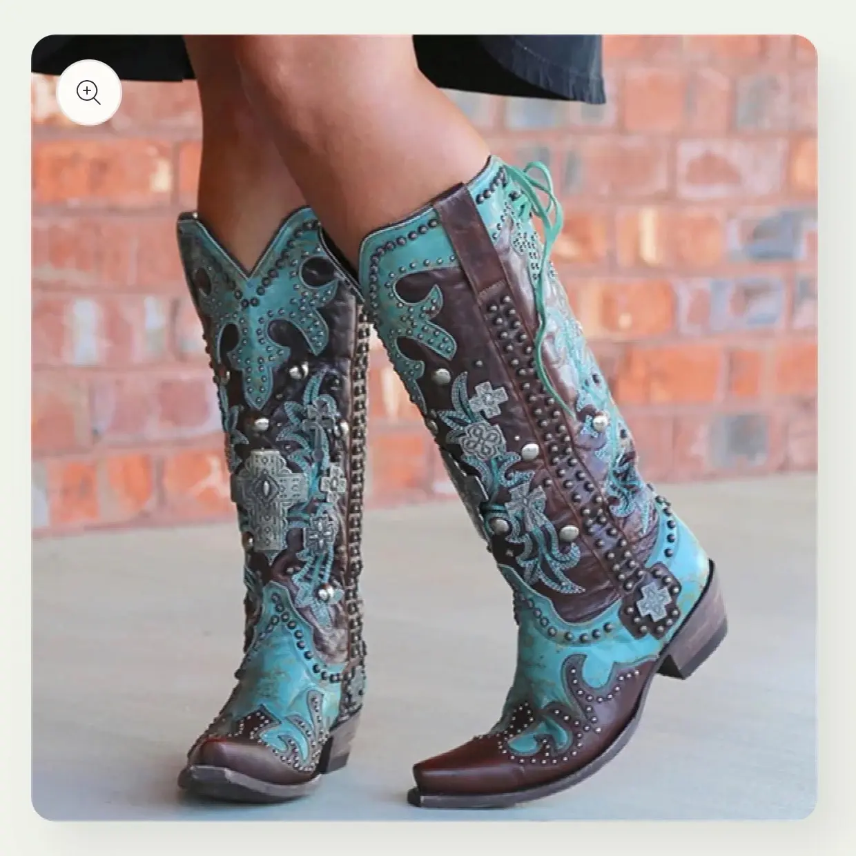 Chic Embroidered Cowgirl Boots for Women - Western Pointed Toe Pull-On 5cm Chunky Stacked Heel Nylon Footwear in Onyx - Bathroom
