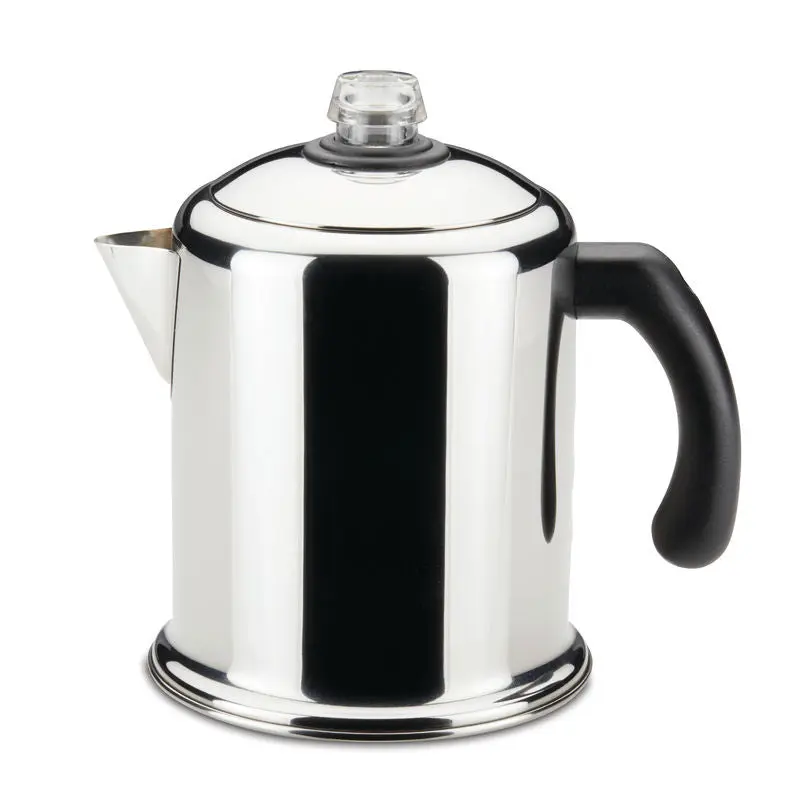 Farberware Yosemite Stainless Steel Stovetop Percolator Coffee Maker - Classic Percolator Coffee Pot, Works on Any Stovetop, Durable Build, Permanent Filter Basket, Heavy-Duty Pot with Tea Filter, Everyday Use