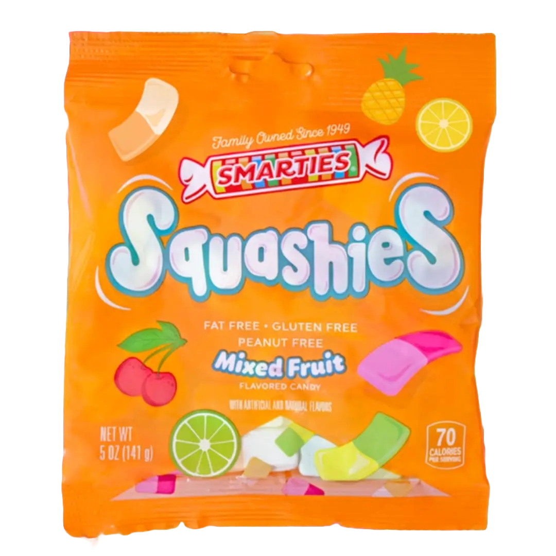 Smarties Squashies 5oz - Mixed Fruit Marshmallow Candy - Chewy Sweet Snack