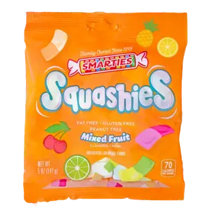 Smarties Squashies 5oz - Mixed Fruit Marshmallow Candy - Chewy Sweet Snack
