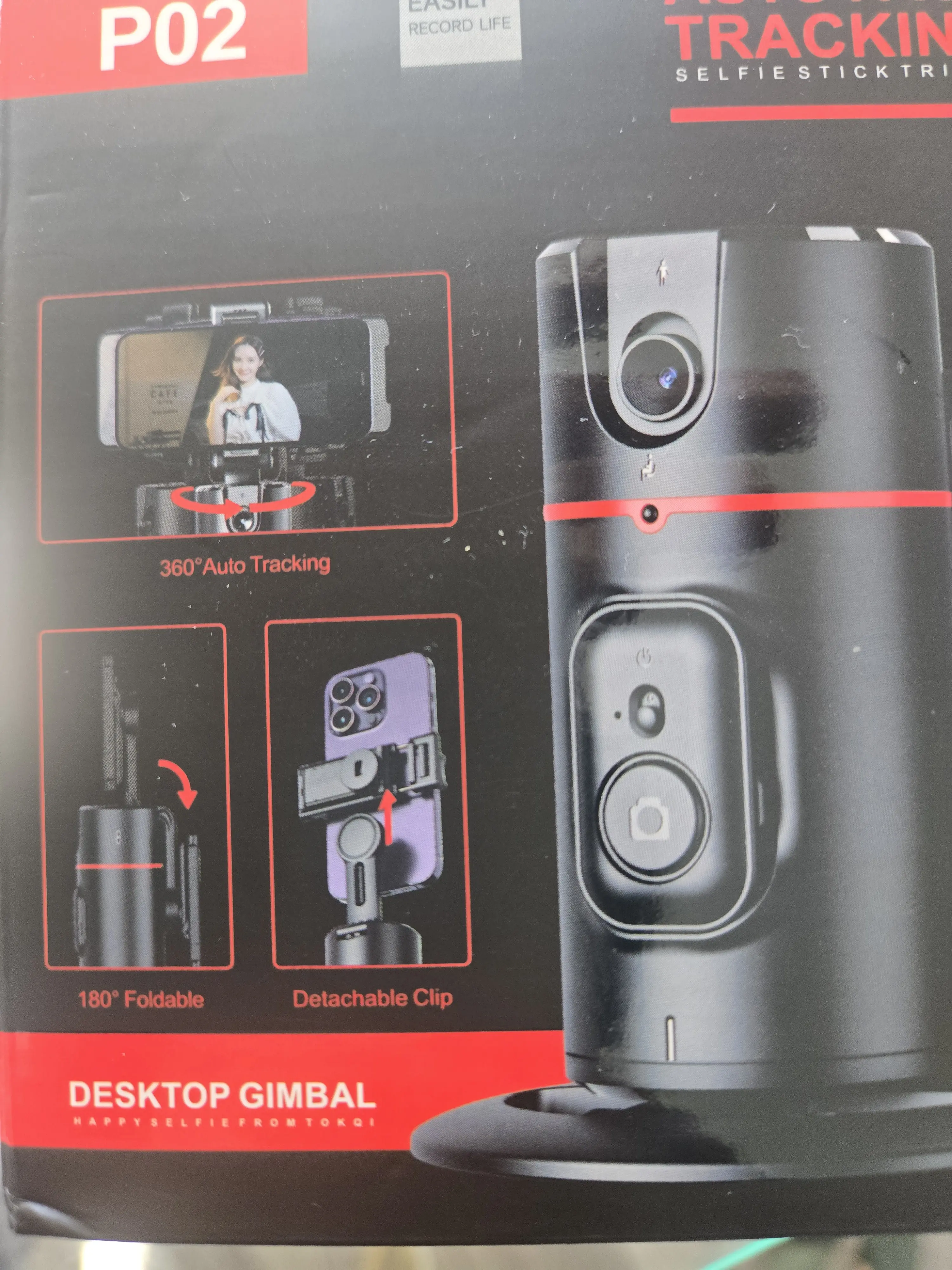 P02 360 Rotating Face Tracking for All Social Media High Quality Videos Compact Design Accurate Detection USB Interface