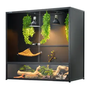 Reptile Tank 230 Gallon, 48"x24"x46" Large Reptile Enclosure for Bearded Dragon and Ball Python, Extra Tall Snake Terrarium with Front Opening Tempered Glass Door, Combination Lock