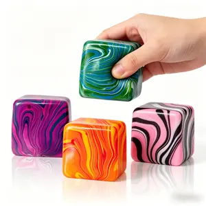 Color Texture Fidget Cube Squishy Toys , Ice Squishy Cube Sugar Balls Squeeze Stress Balls for Kids, Adults ,Squishies Anxiety Relief Maltose Ball, Ice Squishys Sugar Sensory Toy , Novel Design Fidgets Cubes