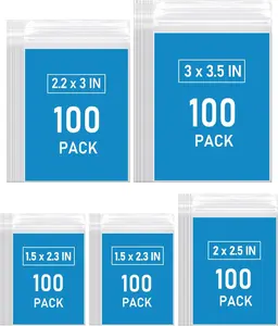 500 PCS Small Plastic Bags, Mini Resealable Bags, 4 Different Sizes Small Jewelry Clear Storage Poly Bag for Packaging, Candy, Pill