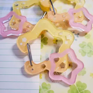 Pink Yellow Star Acrylic Carabiner Clip | Bag Keys Charm Holder
