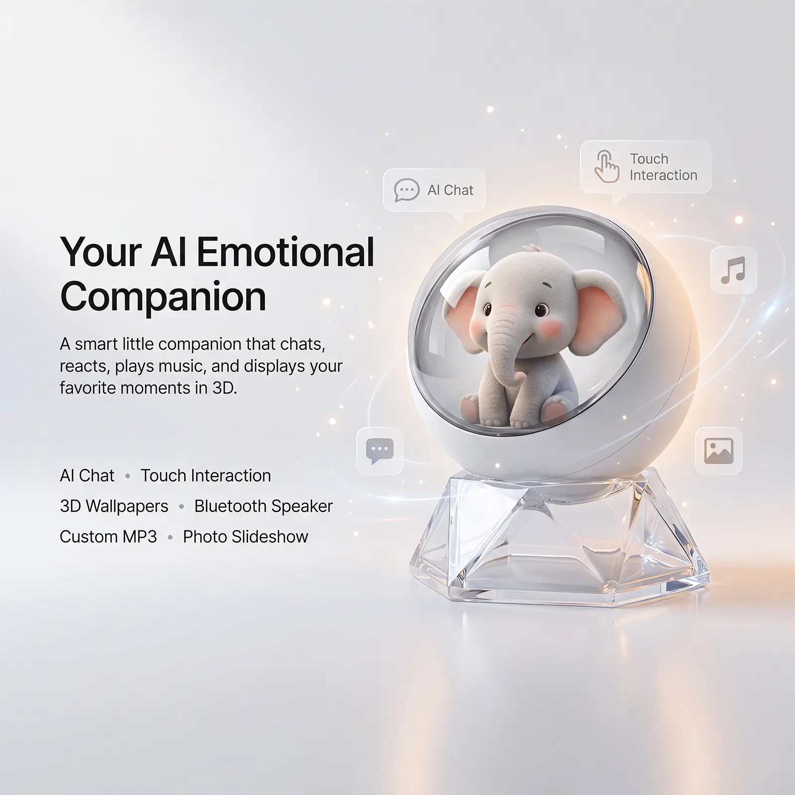 Z04 Your Exclusive AI Emotional Companion | Touch-sensitive smart desktop pet, 3D customizable wallpaper, Bluetooth 6.0 speaker. Perfect as a desktop ornament, a great gift, or an accessory to enhance home ambiance