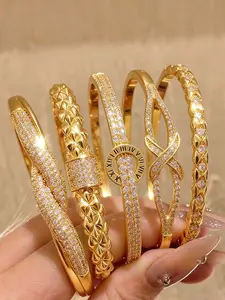 5pcs Women's Stainless Steel Water Drop Bangle Set, Elegant Stackable Jewelry, Geometric Design Bangle, Waterproof & Durable, All-Season Gift for Her
