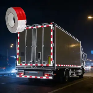 1 Roll Reflective Tape, 2 Inch x 131 Ft Waterproof Adhesive, for Trailer, Truck, Vehicle & Road, Red and White Design, for Boat, Signage & Safety Marking
