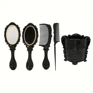 Vintage Hair Styling Tool Set, 1 Set Hair Styling Combs & Mirror & Storage Box, Professional Heatless Hair Styling Tool for Women & Girls, Hair Care Tool