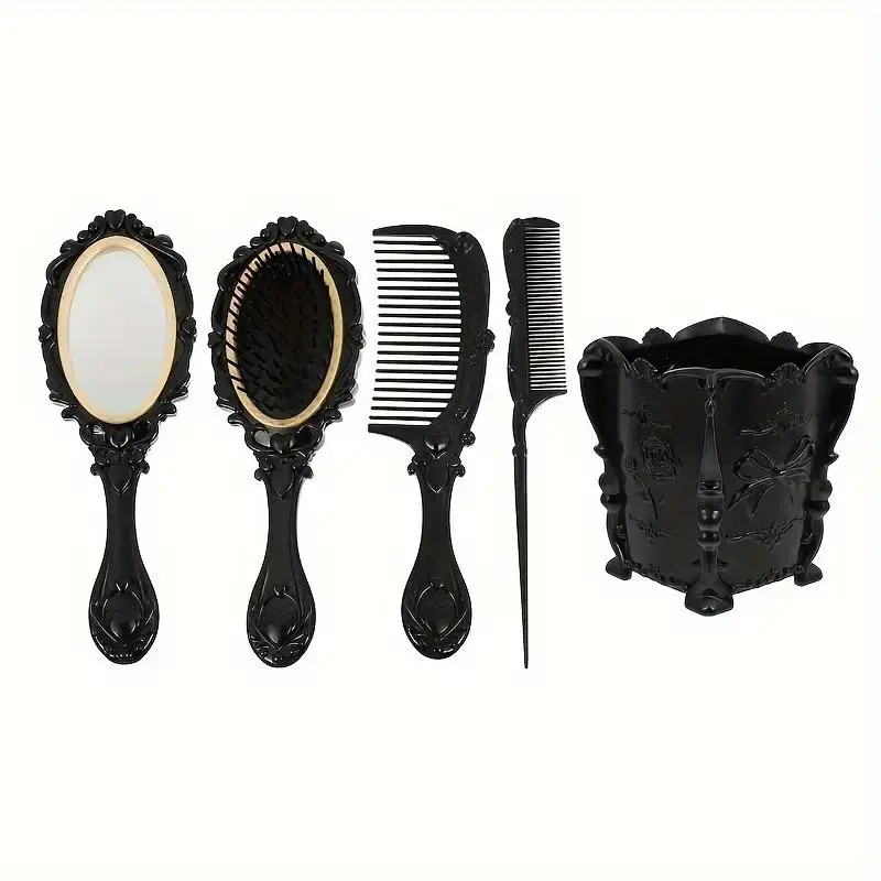 Vintage Hair Styling Tool Set, 1 Set Hair Styling Combs & Mirror & Storage Box, Professional Heatless Hair Styling Tool for Women & Girls, Hair Care Tool
