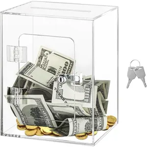 Extra Large Clear Piggy Bank with Lock & Key - Transparent Savings Jar for Coins & Bills, Openable Money Box for Kids/Adults (Gift-Ready) Decor Tin