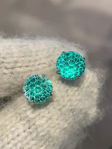 1 Pair of Earrings 316L Titanium Steel Studs Earrings for Women and Men Paraiba Sparkling Cubic Zirconia Gradient Firework Shaped Earrings For Piercings Hypoallergenic