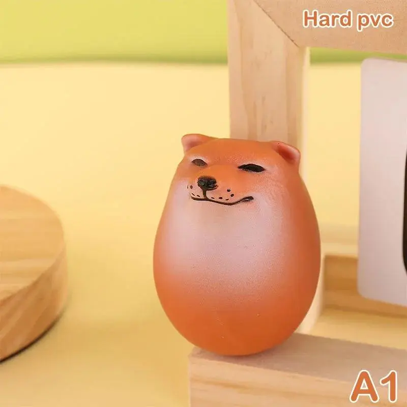 High-Quality Eco-Friendly PVC Small Egg-Shaped Shiba Inu Collectible Statue - Cute Glossy Figurine, Realistic Face, Stylish Desktop Decor, Stress Relief Holiday Christmas Gift, Home Supplies Miniature