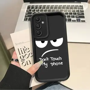Phone Case - Don'T Touch My Phone. Black Matte Anti-Fall Shock-Absorbing Protective Phone Case for Samsung A03S A04 A12 A13 A15 A21S A24 A25 A32 A33 A34 A35 A50 A51 A52 A53 A54 A55 A71 S20/FE S21/FE/PLUS/ULTRA S22/PLUS/ULTRA S23/FE/PLUS/ULTRA S24/FE
