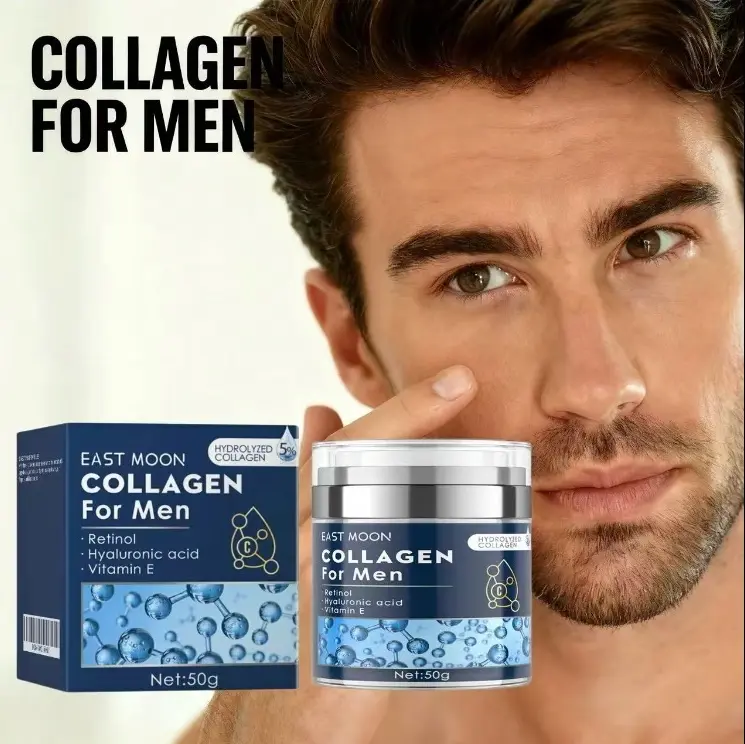 Collagen Men's Anti-Aging Wrinkle Cream, Men's Face Moisturizer Cream 50g, Skin Firming and Tightening Lotion, Firming Hyaluronic Acid Moisturizer Hydrating east moon men Moisturizing Revitalizing creme hydrate