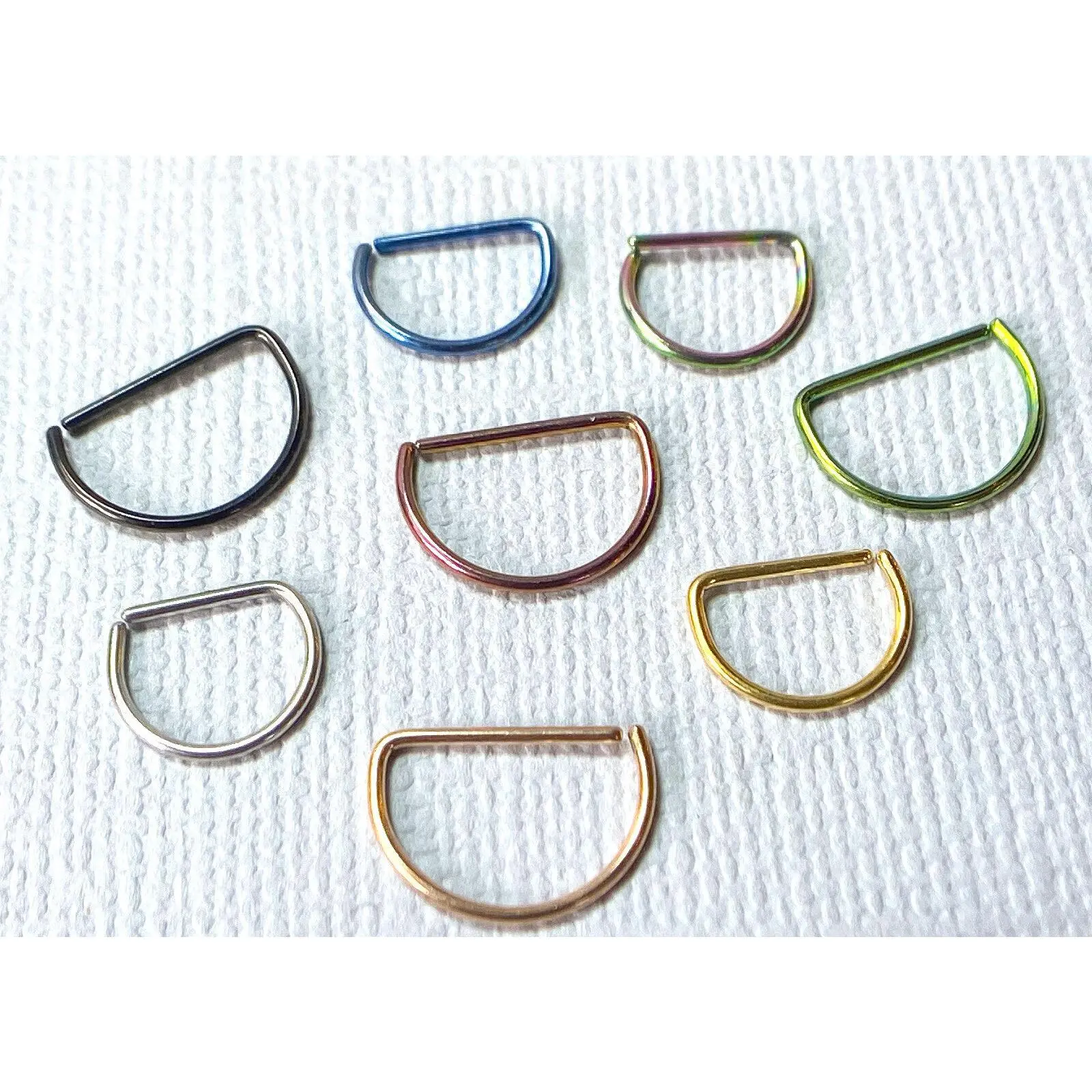 D-Shaped 18g Cartilage Rook Daith Helix Tragus Septum Nose Hoop Ring