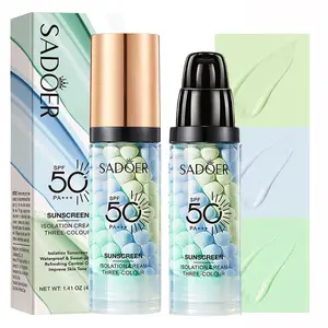 3-In-1 Tinted Color Correcting Sunscreen Primer SPF 50+ - Acne-Friendly Cosmetic Facial Foundation Base, Moisturizing Hydrate Oil Control Cream for Dewy Flawless Skin, UV Protection, Long-Lasting Beauty Gift for Outdoor Use