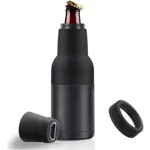 3 in 1 Can and Beer Bottle Insulator, Double Wall Stainless Steel Insulated Can Cooler, Beer Bottle Holder 12oz(12oz Can&Bottle BK) Drinkware Flasks
