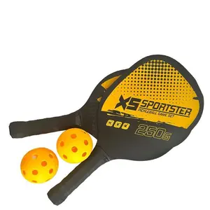 Pickleball Paddles Set of 2 - Beginner Wooden Pickleball Paddle Set with 4 Balls, Durable Poplar Wood Paddles with Ultra-Cushion Grip, Portable Beach & Outdoor Fitness Set for All Ages, Professional Quality Starter Kit