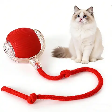 Smart Automatic Cat Ball Toy - Eco-Soft Shell, Built-In Smart Sensors, Self-Navigating, Silicone Wave Texture, Durable, Paw/Nose-Gentle, Indoor Interactive Sensory Chaser, Upgraded Speedy Tail Accessory, Non-Stop Play, 1-Year Quality Assurance for Kitty