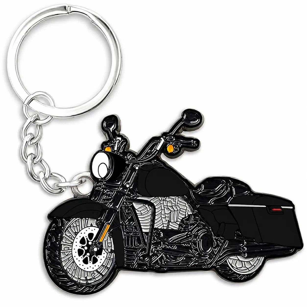 Davidson Touring Motorcycle Keychain – Black Cruiser Bike Key Ring, Biker Gift & Rider Accessory