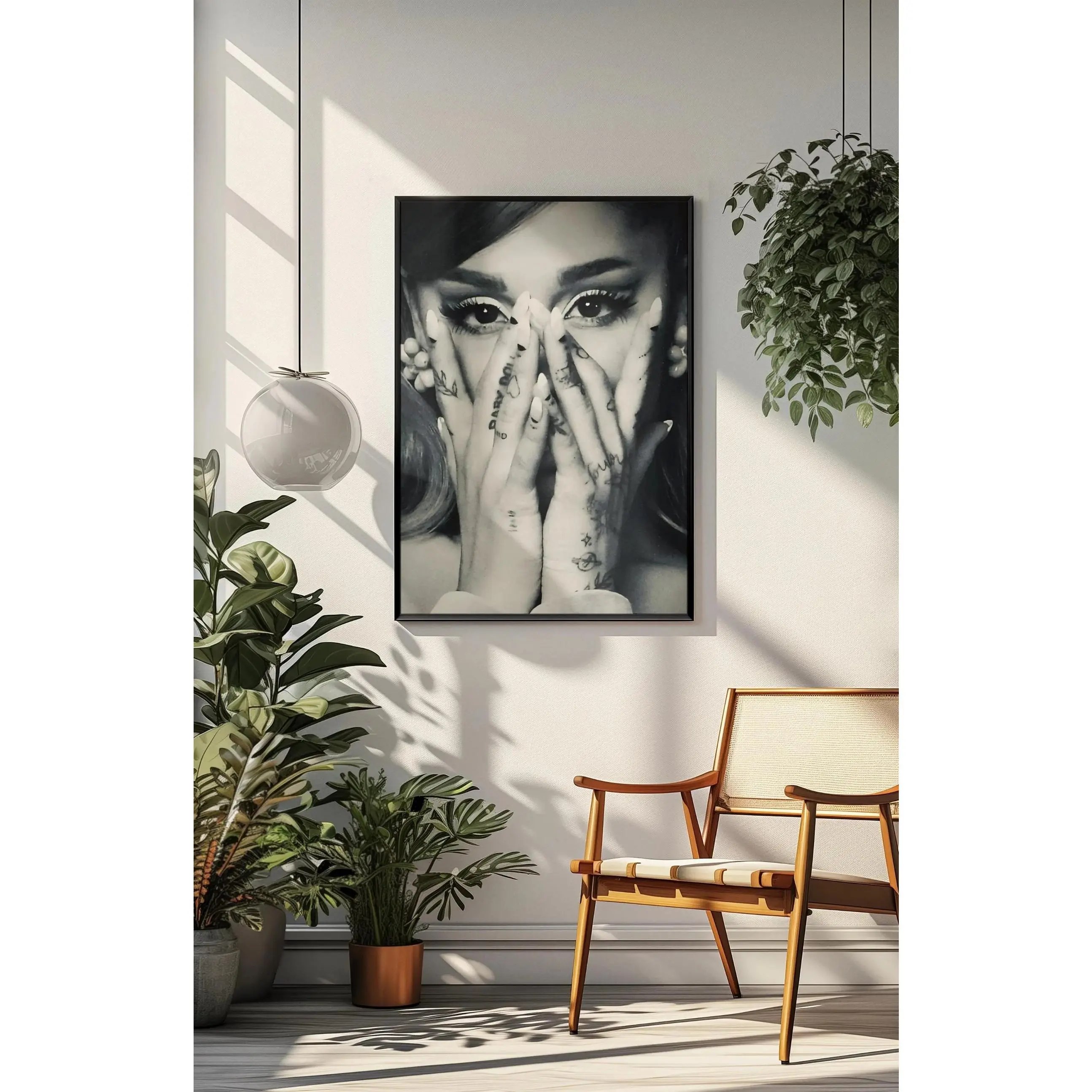 AriGRADE Unframed Black-White Pop Star Portrait Poster - Feminine Girly Graphic Artwork, Modern Celebrity Music Printed Paper Decor for Bedroom, Dorm Room Decor