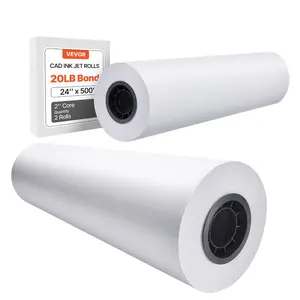 Summervibes VEVOR Wide Format Paper, 24 inx 500 ft Plotter Paper, 2 Rolls CAD Bond Rolls with 3 in Core, 20 LB Bond Paper Rolls, Idea for CAD Drawings, Engineering Plans, GIS Maps Architectural Designs