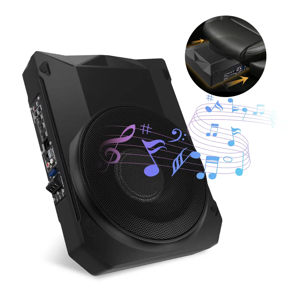 RIMOODY 1000W Slim Profile Underseat 12V Powered Mini Subwoofer Bass Speakers Car Audio Bundle - 1pcs Kit with Matching Amplifier, Plug-and-Play for Trucks, 20 Hz-200 Hz, Father's Day Gift
