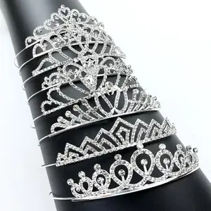 8 Pieces Decorative Princess Dazzling Rhinestone Silver Metal Tiara Crown Headbands Wedding Birthday Party Prom Headpieces for Brides Bridesmaids Women Girls Teens supernova