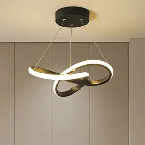 Modern LED Pendant Light Fixture, Dimmable Lighting, Creative Clover Line Design, Ceiling Mounted Chandelier for Hallway Entry Study Room Bedroom Dining Area