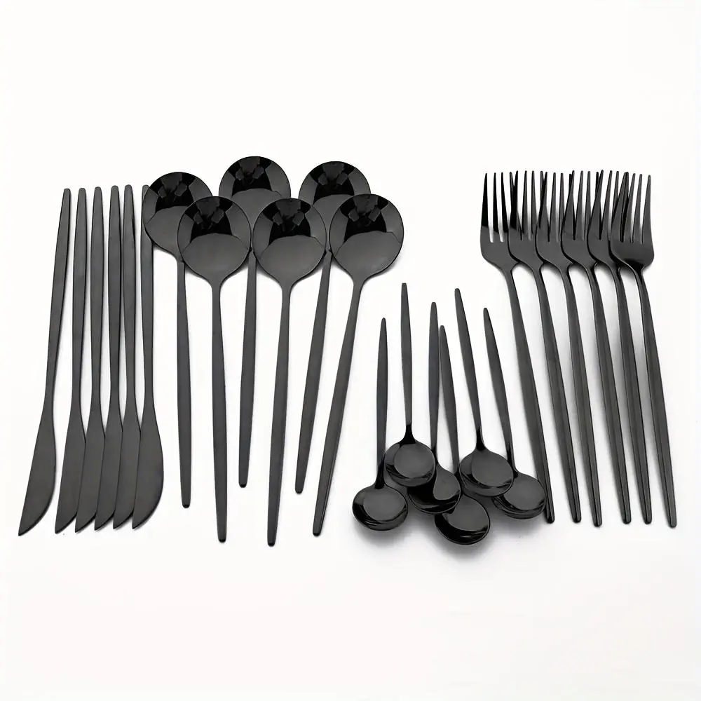 Stainless Steel Kitchenware  Dinnerware Cutlery Set, 12/16/24/32pcs Including Knife, Fork, Spoon, Coffee Spoon, Tableware Set for Home, Kitchen, Restaurant, Party, Wedding, Gift, Dinnerware Sets