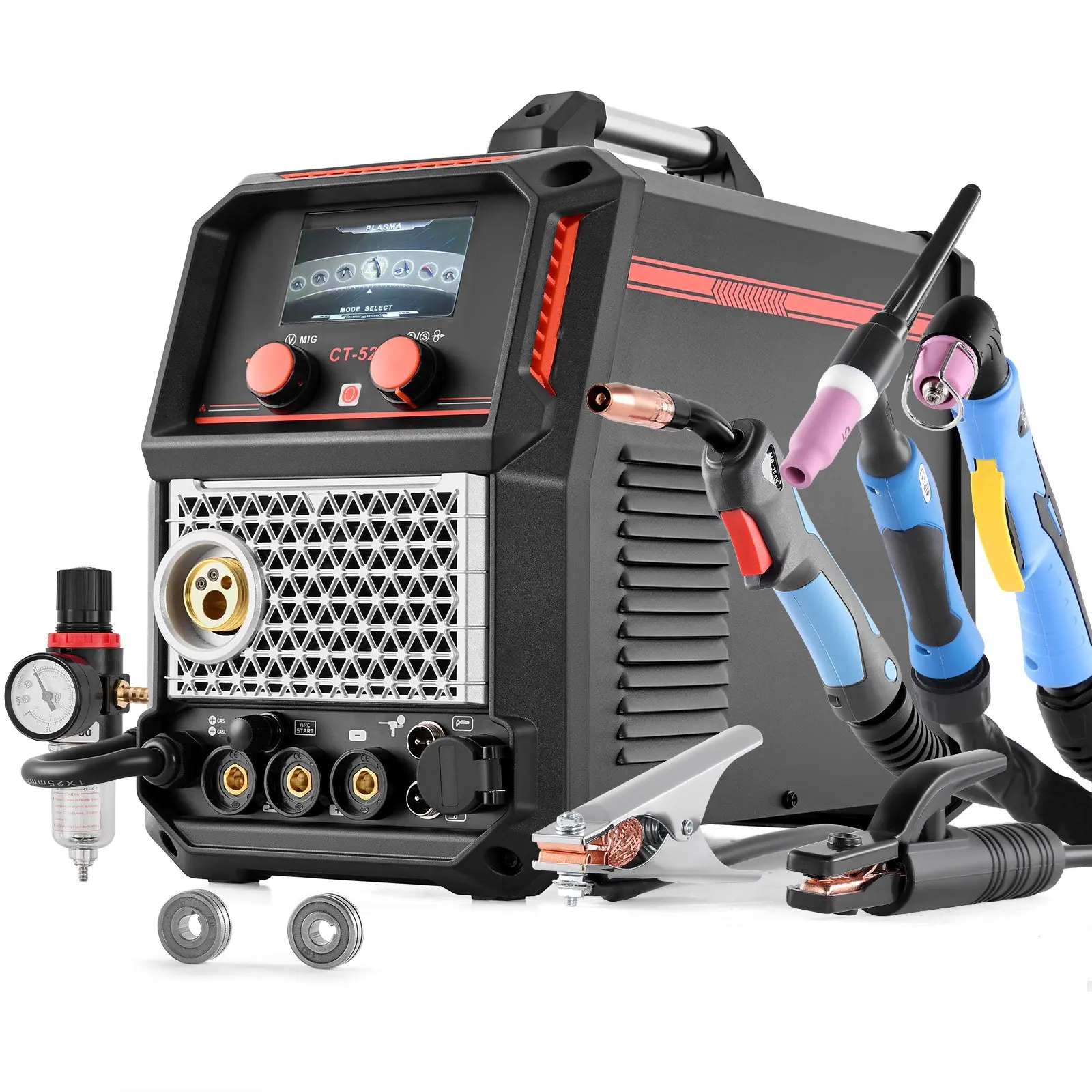 【Summerfinds】VEVOR 5-in-1 Plasma Cutter Welder Combo - CUT/TIG/Gas MIG/Flux MIG/MMA, 50A Non-Contact Plasma Cutting Machine & 200A Synergic Welder, 110V/220V Aluminum Pulse Mig Welder Compatible with Spool Gun