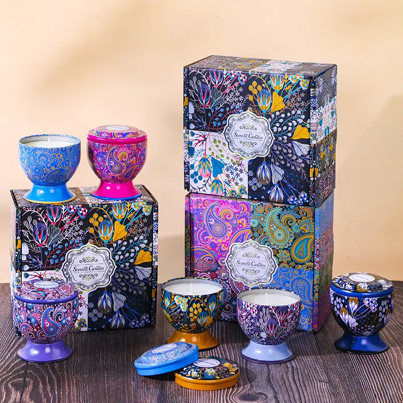 4 Pcs Soy Wax Scented Candles in High Footed Glasses, Elegant Patterned Long-Lasting Aromatherapy Candles, Home Fragrance, Holiday Decor, Wedding & Party