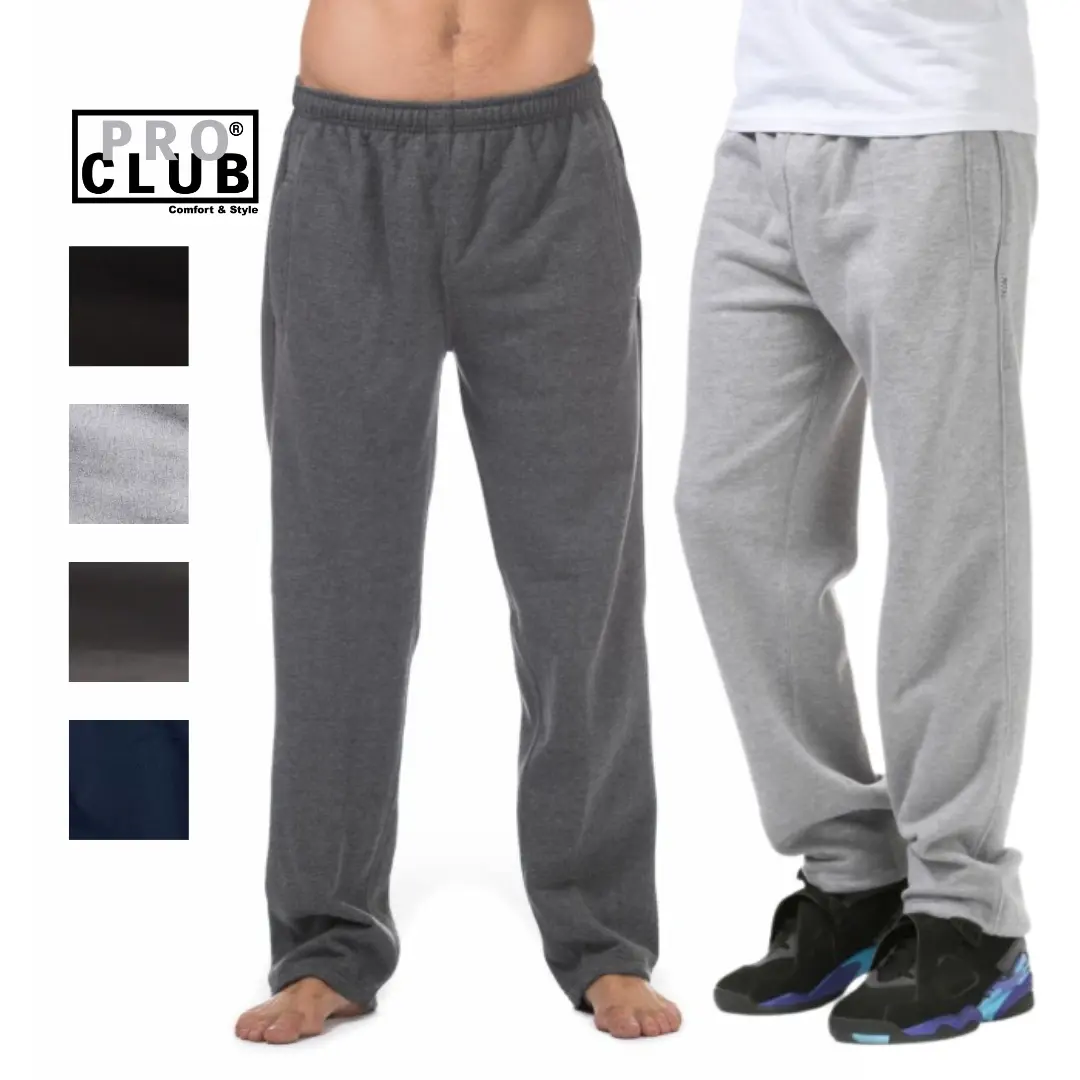 Pro Club Men's Classic Fleece Pants - Menswear, Mid-Waist, Relaxed Fit with Stylish Piping, Elastic, Soft Breathable Fabric, Side Pockets, Cotton Plain for All-Seasons Casual Wear