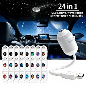 2-in-1 Galaxy Projector Night Light, USB Starry Sky Night Light Projector with Adjustable Brightness, Mini LED Projection Lamp for Bedroom Ceiling Wall Room Decor