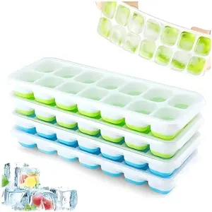 Food-Grade Ice Cube Molds with Lids, Non-Toxic and Durable, Stackable for Water, Cocktails, Whiskey, 1/2/4 Count Options, Ice Cube Tray, Home Bar Accessories, Ice Cube Maker
